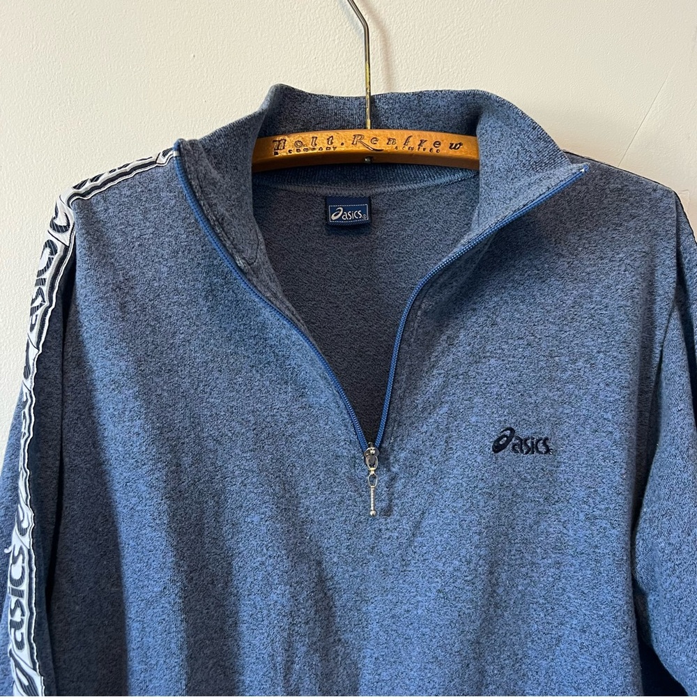 Vintage Asics Men's Blue Zip Up Sweater Made in Italy Size Large - Picture 3 of 10